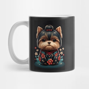 Super Cute Yorkshire Terrier Puppy Portrait Japanese style Mug